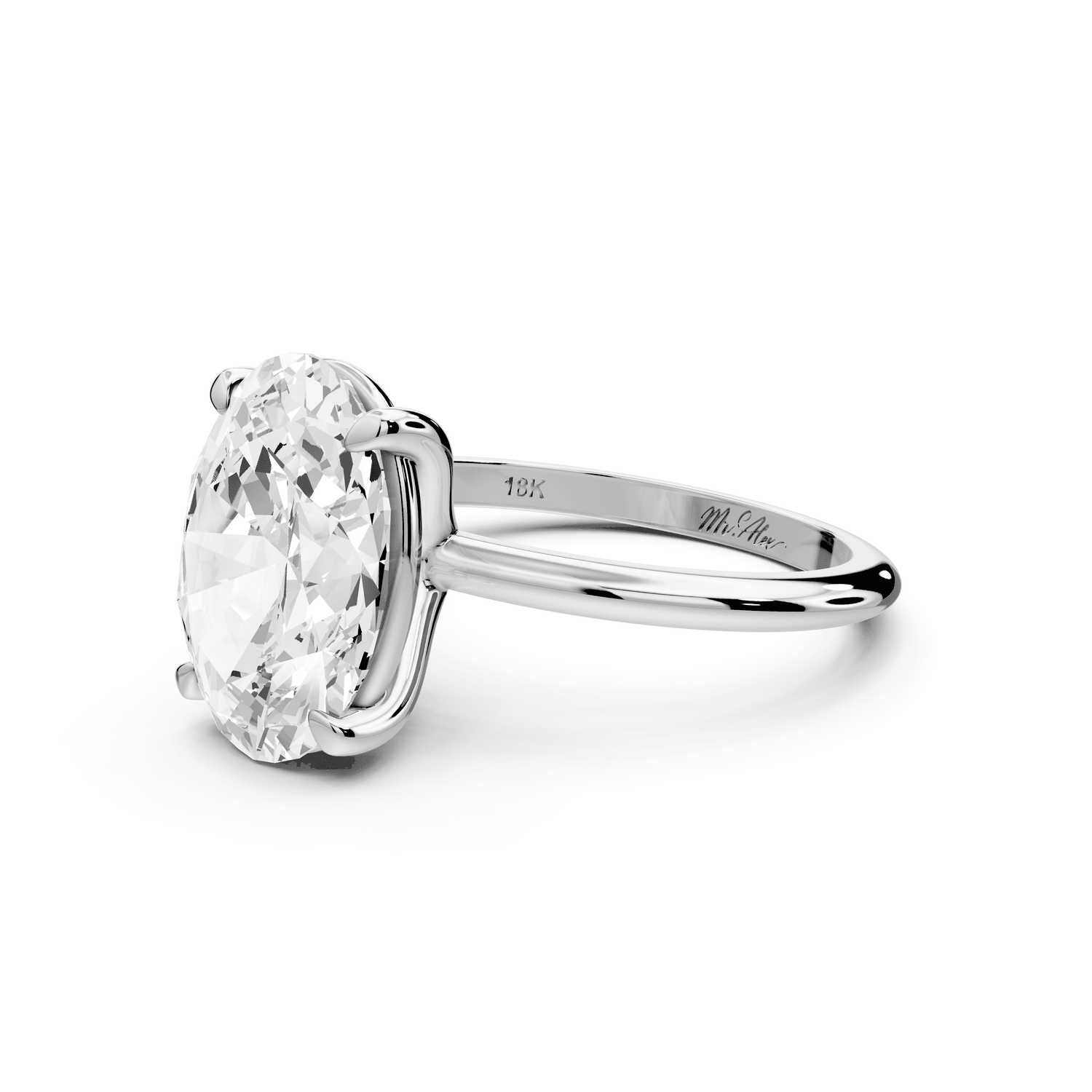 Odessa - 4ct platinum oval Knife Edge Solitaire Engagement Ring - Mr. Alex Jewelry