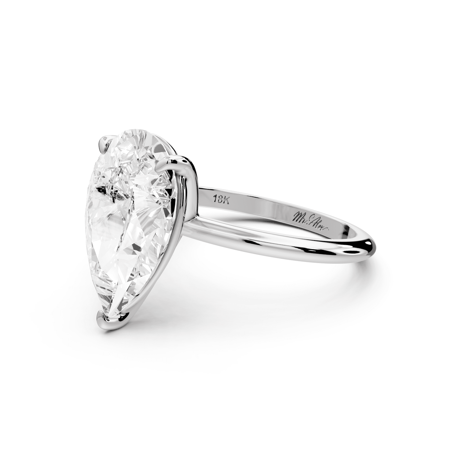 Odessa - 4ct platinum pear Knife Edge Solitaire Engagement Ring - Mr. Alex Jewelry