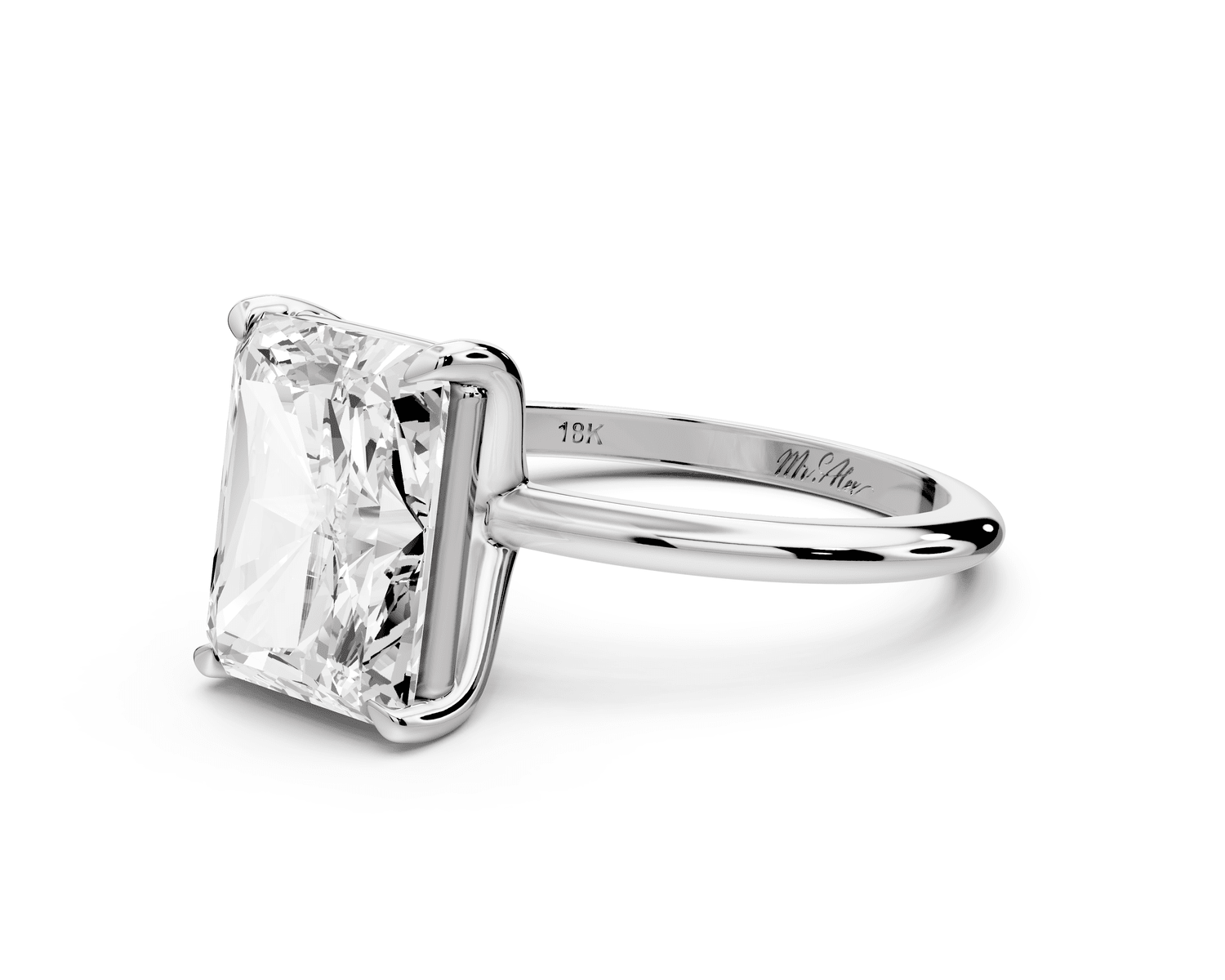 Odessa - 4ct platinum radiant Knife Edge Solitaire Engagement Ring - Mr. Alex Jewelry
