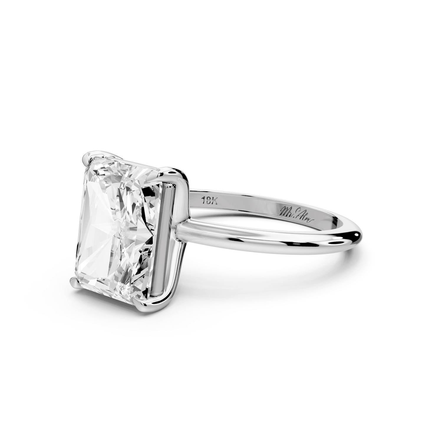 Odessa - 4ct platinum radiant Knife Edge Solitaire Engagement Ring - Mr. Alex Jewelry
