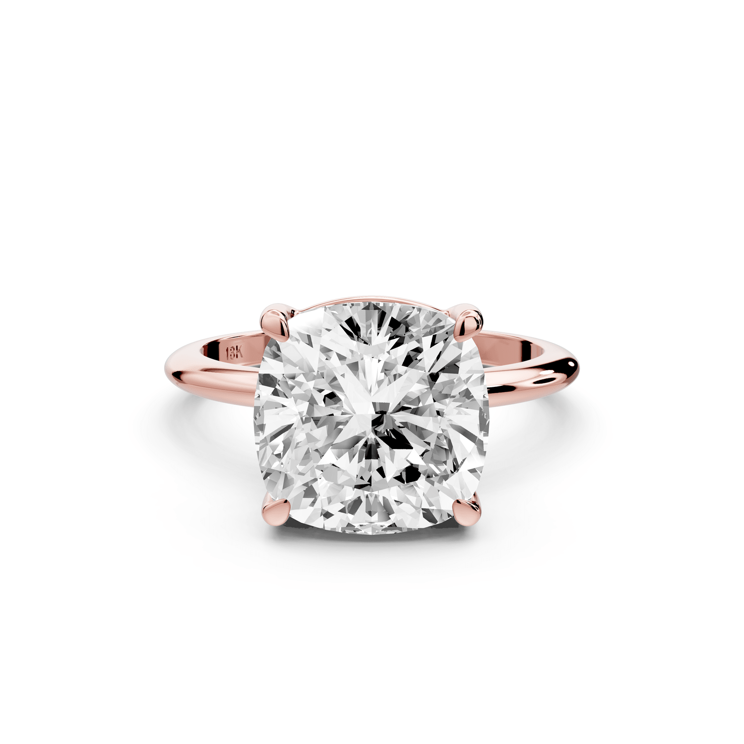 Odessa - 5ct 14k rose gold cushion Knife Edge Solitaire Engagement Ring - Mr. Alex Jewelry