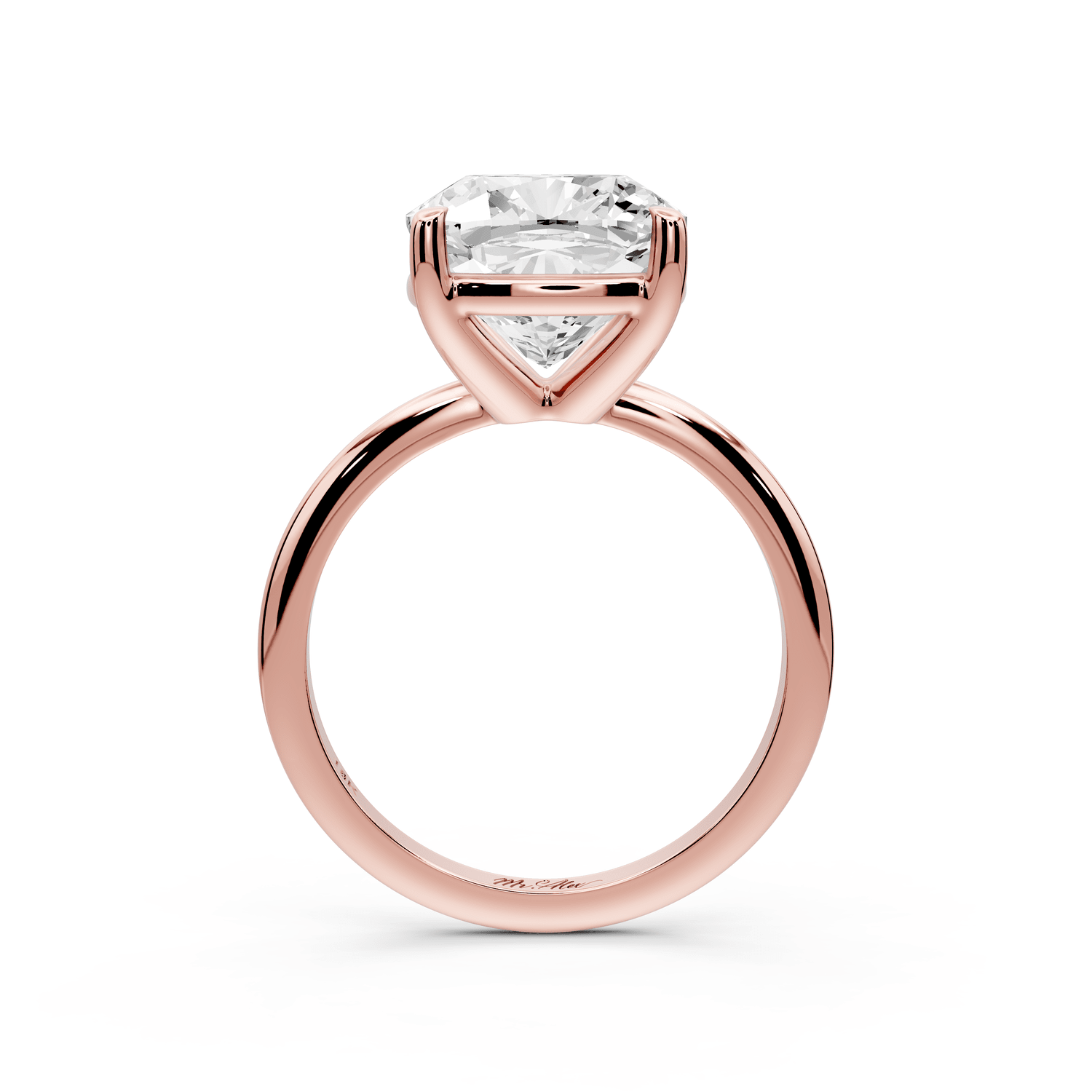 Odessa - 5ct 14k rose gold cushion Knife Edge Solitaire Engagement Ring - Mr. Alex Jewelry