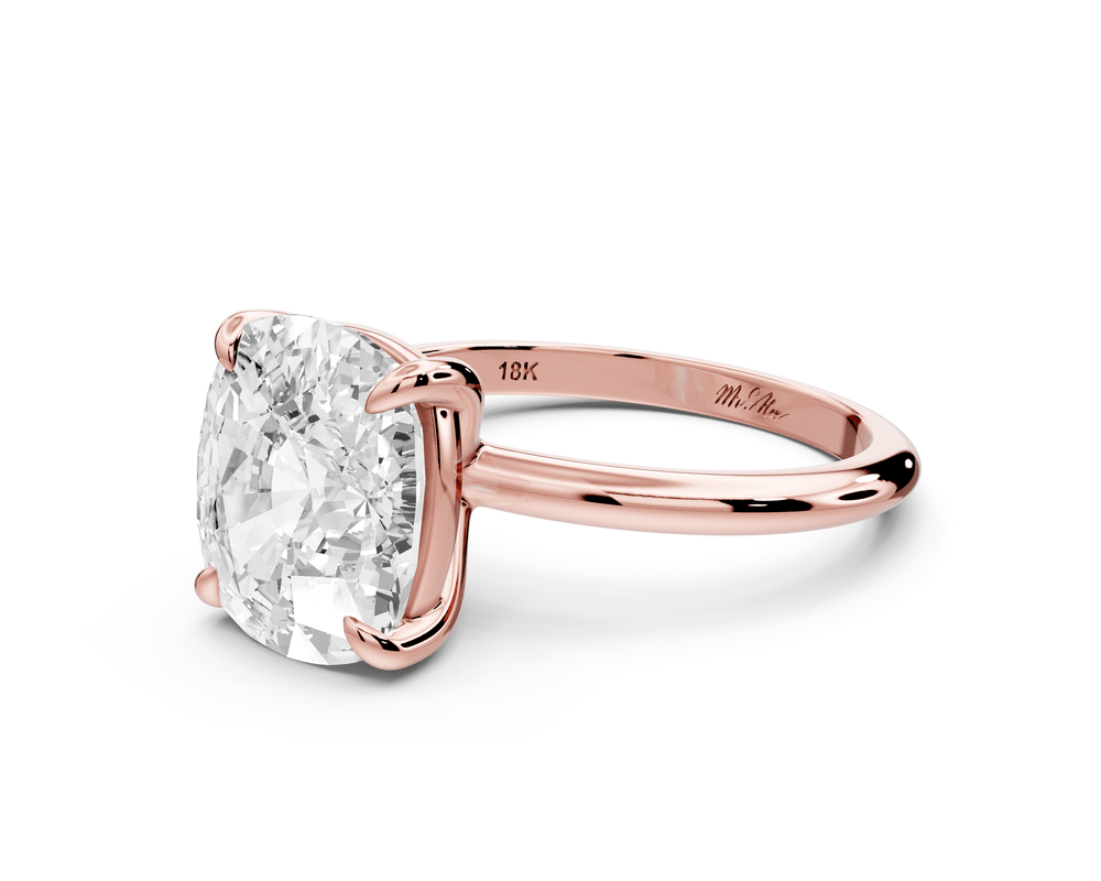 Odessa - 5ct 14k rose gold Elongated Cushion Knife Edge Solitaire Engagement Ring - Mr. Alex Jewelry