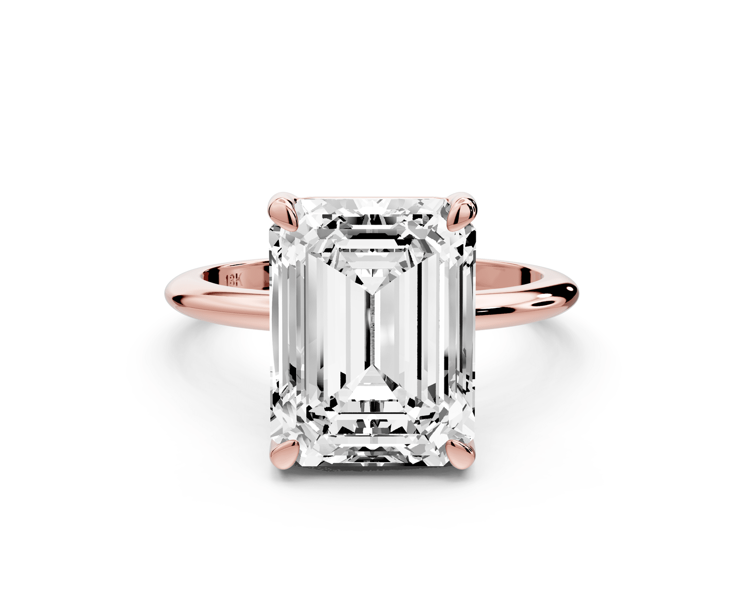 Odessa - 5ct 14k rose gold emerald Knife Edge Solitaire Engagement Ring - Mr. Alex Jewelry