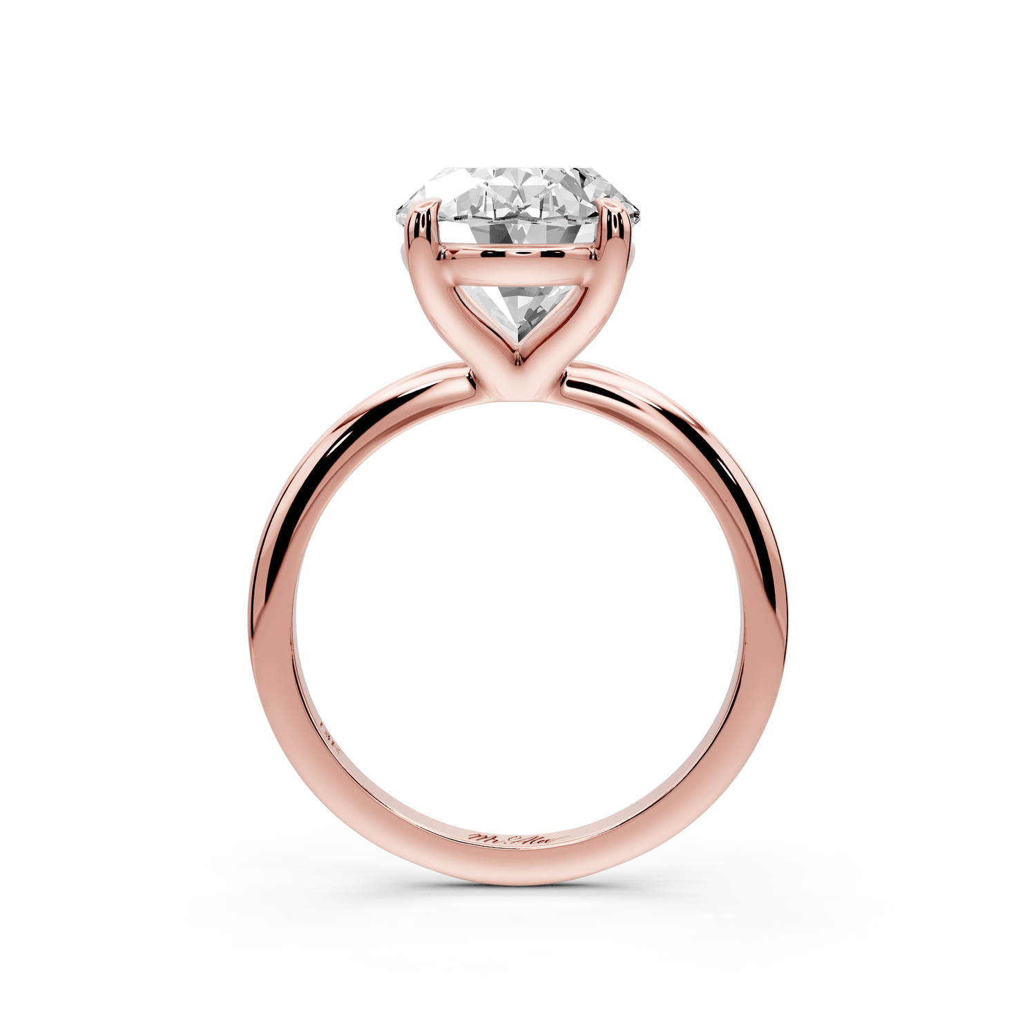 Odessa - 5ct 14k rose gold oval Knife Edge Solitaire Engagement Ring - Mr. Alex Jewelry