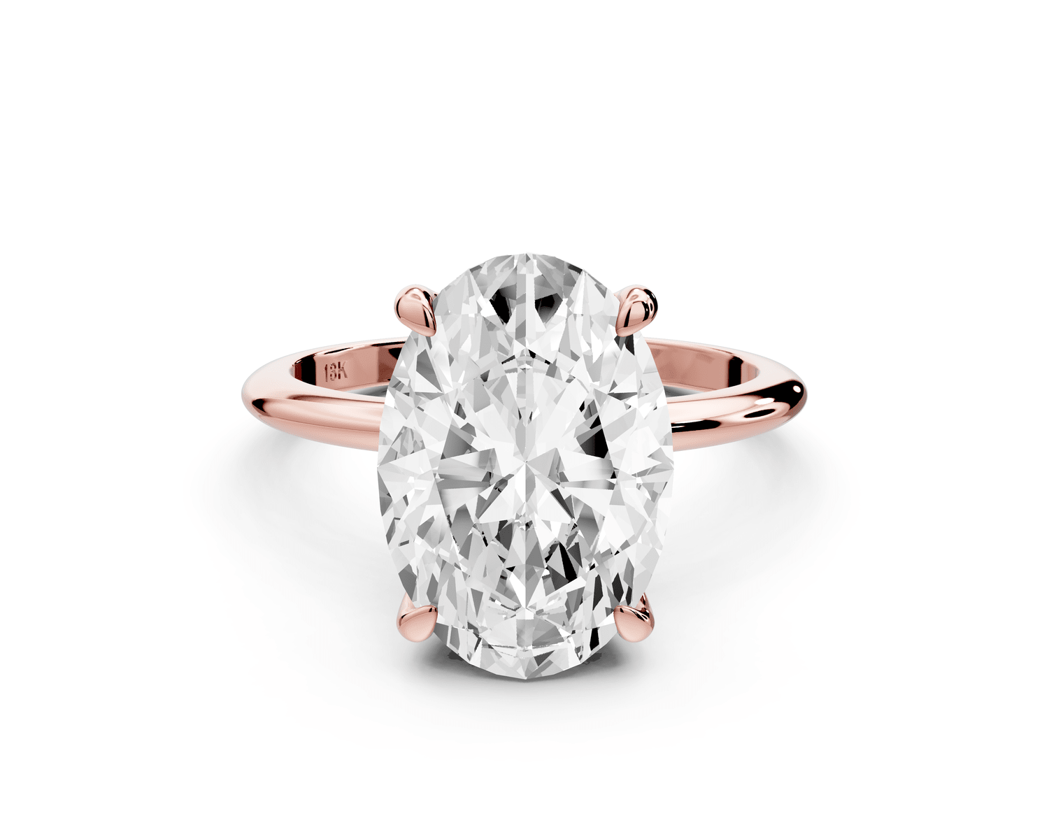 Odessa - 5ct 14k rose gold oval Knife Edge Solitaire Engagement Ring - Mr. Alex Jewelry