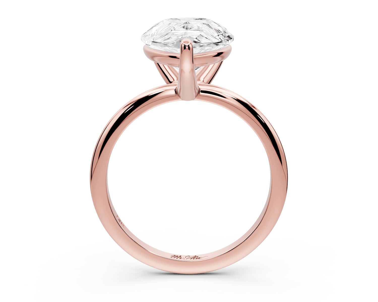 Odessa - 5ct 14k rose gold pear Knife Edge Solitaire Engagement Ring - Mr. Alex Jewelry