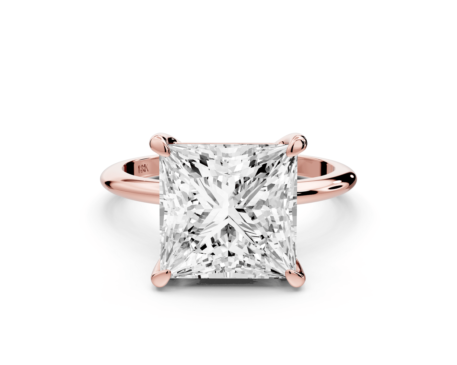 Odessa - 5ct 14k rose gold princess Knife Edge Solitaire Engagement Ring - Mr. Alex Jewelry