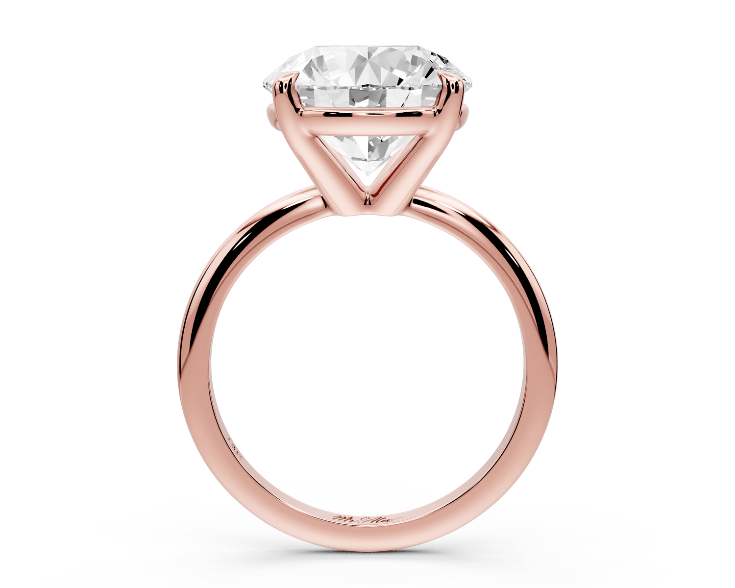 Odessa - 5ct 14k rose gold round Knife Edge Solitaire Engagement Ring - Mr. Alex Jewelry