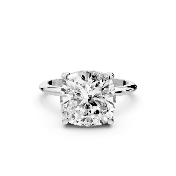 Odessa - 5ct 14k white gold cushion Knife Edge Solitaire Engagement Ring - Mr. Alex Jewelry