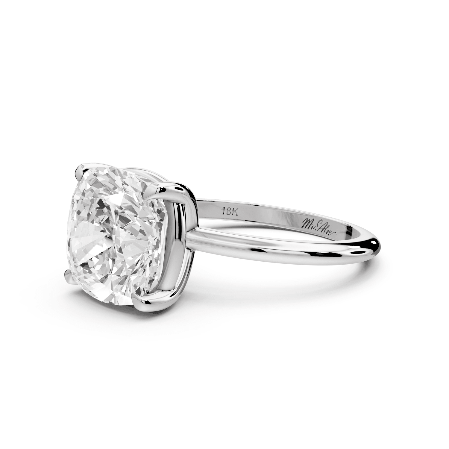 Odessa - 5ct 14k white gold cushion Knife Edge Solitaire Engagement Ring - Mr. Alex Jewelry