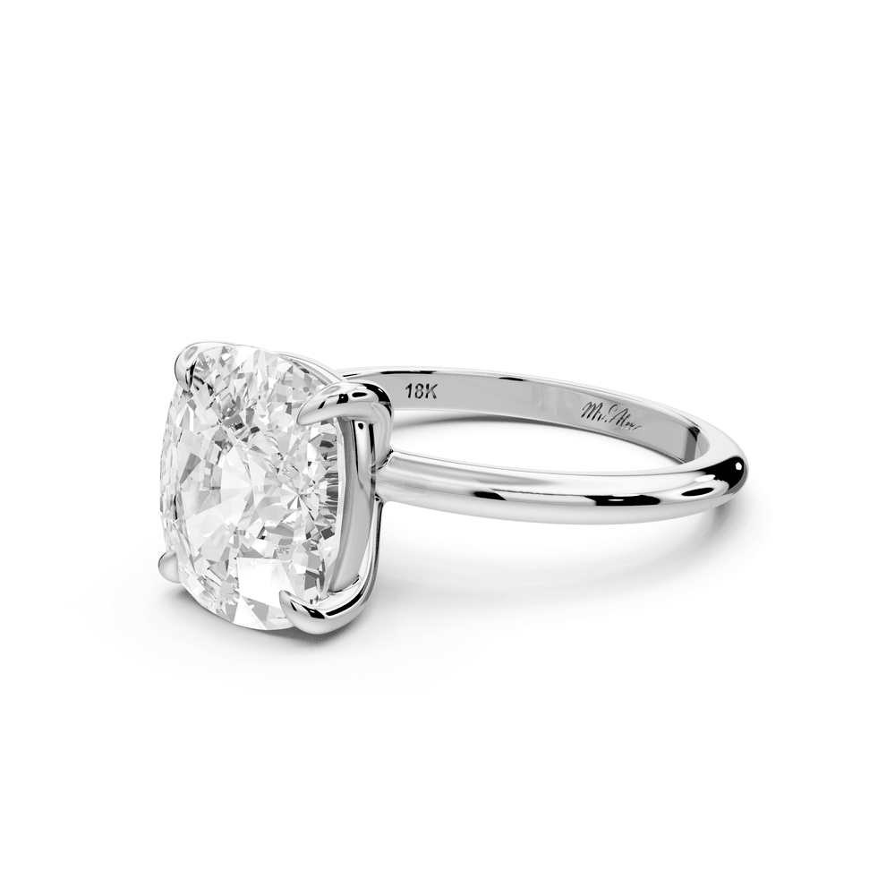 Odessa - 5ct 14k white gold Elongated Cushion Knife Edge Solitaire Engagement Ring - Mr. Alex Jewelry