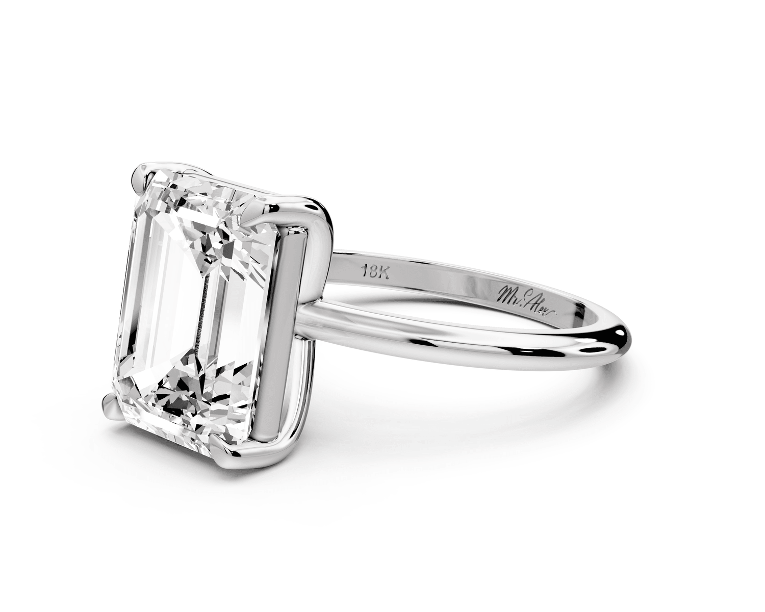 Odessa - 5ct 14k white gold emerald Knife Edge Solitaire Engagement Ring - Mr. Alex Jewelry