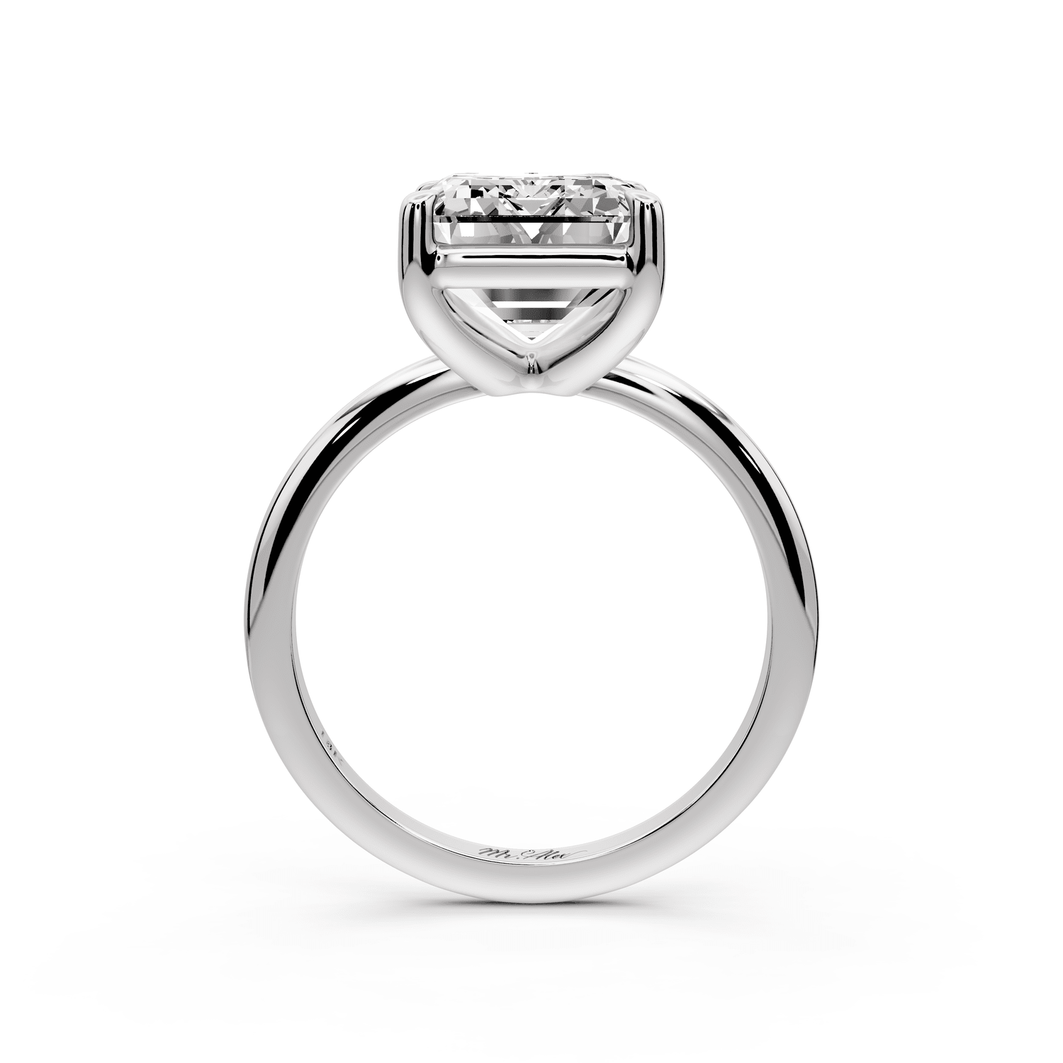 Odessa - 5ct 14k white gold emerald Knife Edge Solitaire Engagement Ring - Mr. Alex Jewelry