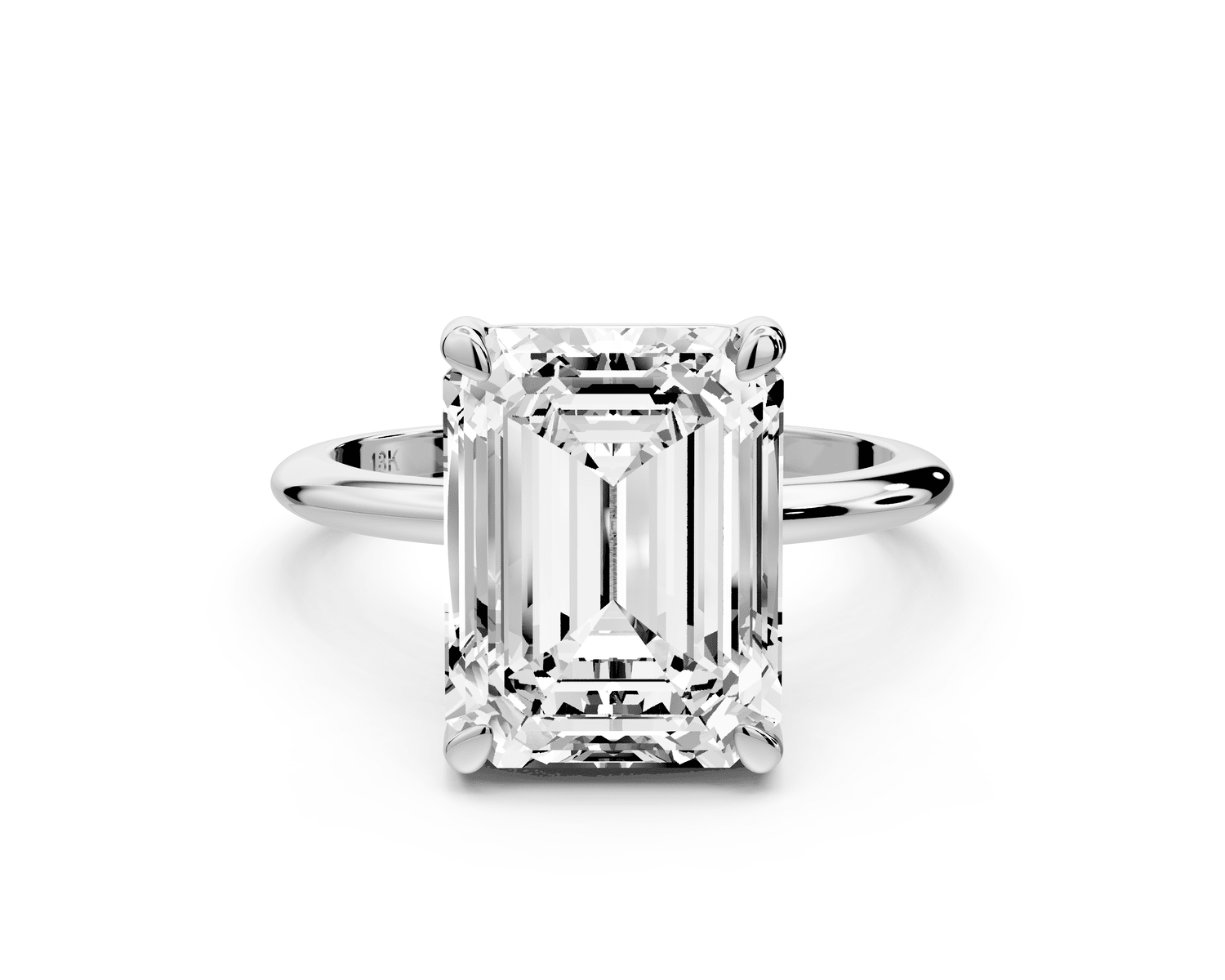 Odessa - 5ct 14k white gold emerald Knife Edge Solitaire Engagement Ring - Mr. Alex Jewelry