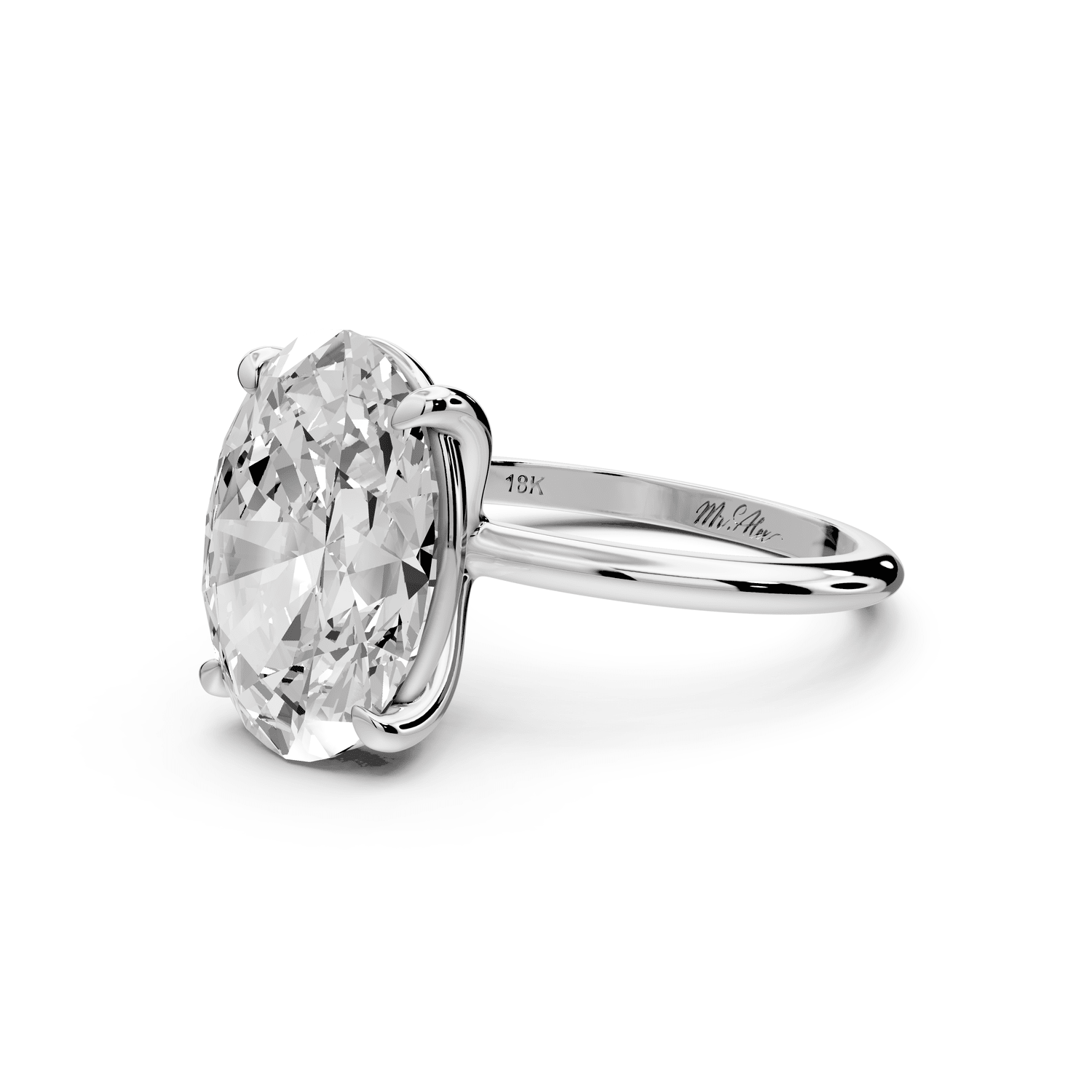 Odessa - 5ct 14k white gold oval Knife Edge Solitaire Engagement Ring - Mr. Alex Jewelry