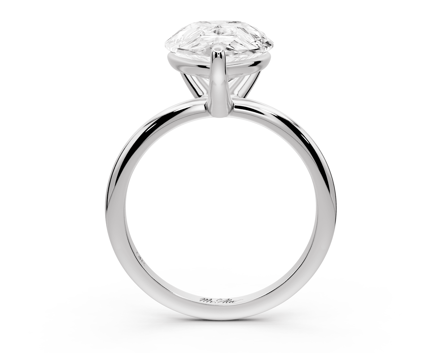Odessa - 5ct 14k white gold pear Knife Edge Solitaire Engagement Ring - Mr. Alex Jewelry