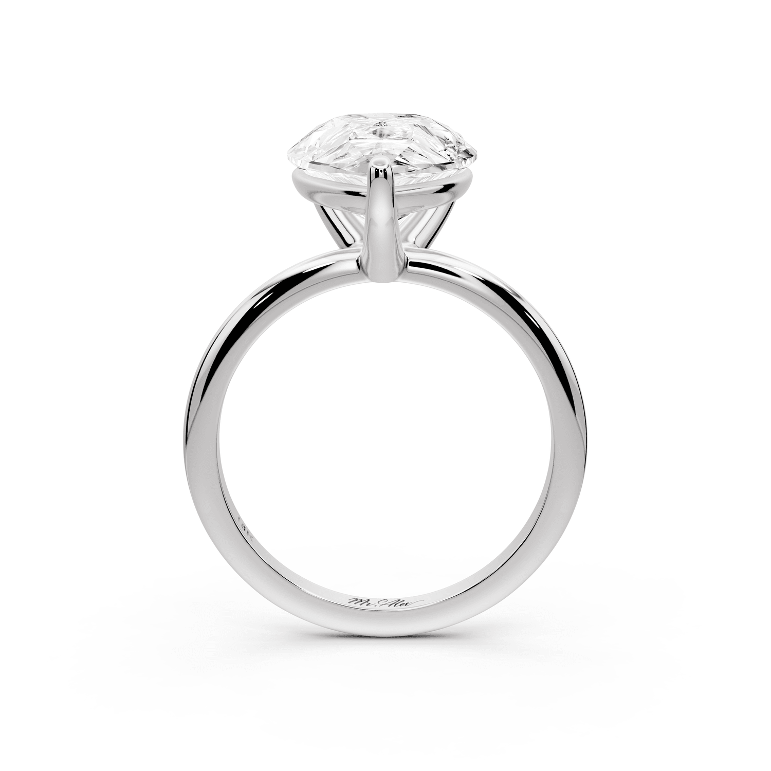 Odessa - 5ct 14k white gold pear Knife Edge Solitaire Engagement Ring - Mr. Alex Jewelry