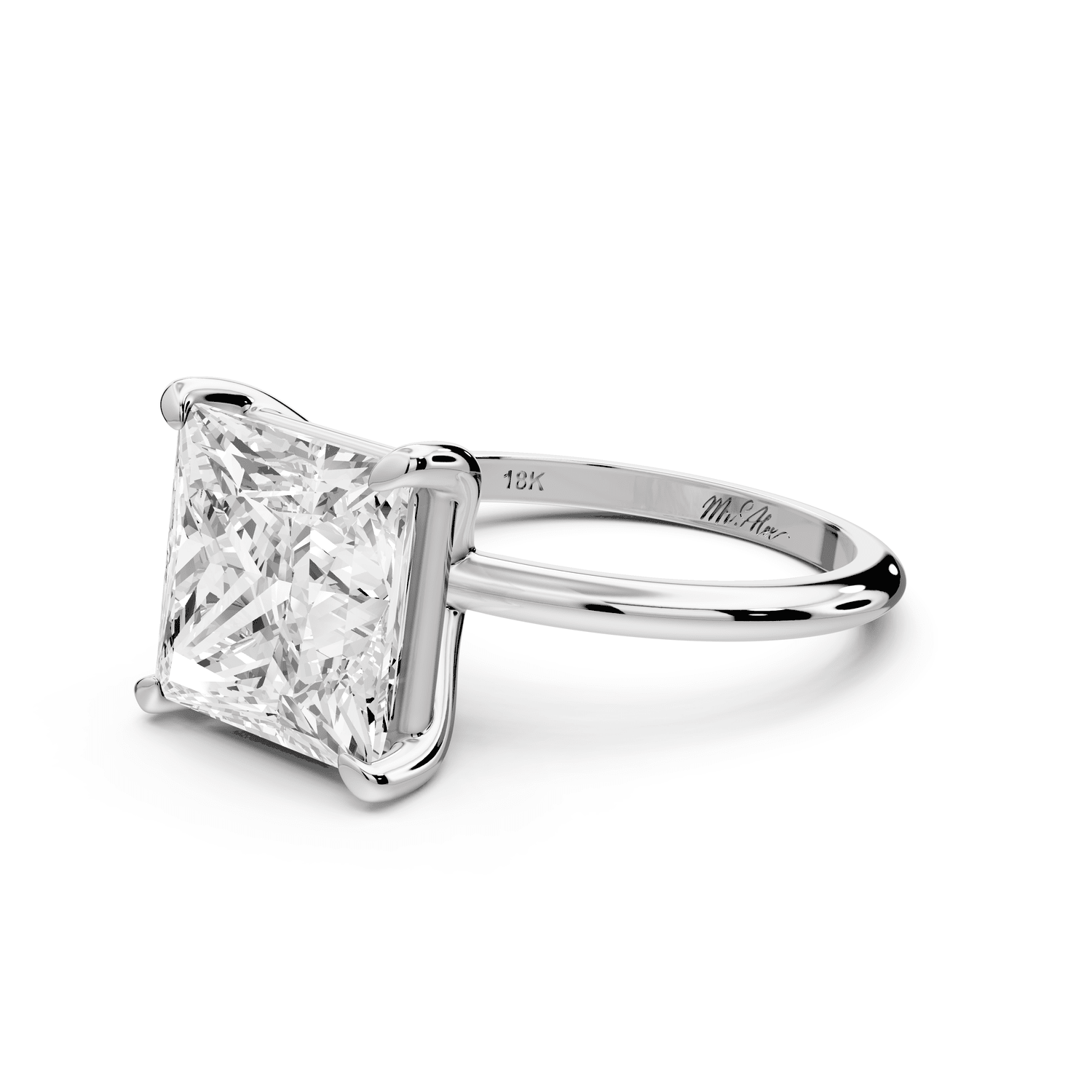 Odessa - 5ct 14k white gold princess Knife Edge Solitaire Engagement Ring - Mr. Alex Jewelry