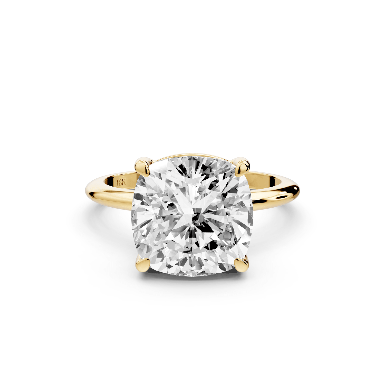 Odessa - 5ct 14k yellow gold cushion Knife Edge Solitaire Engagement Ring - Mr. Alex Jewelry