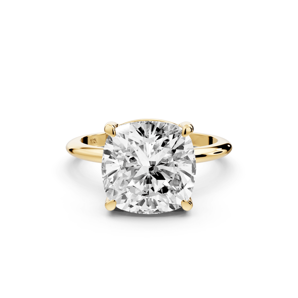 Odessa - 5ct 14k yellow gold cushion Knife Edge Solitaire Engagement Ring - Mr. Alex Jewelry