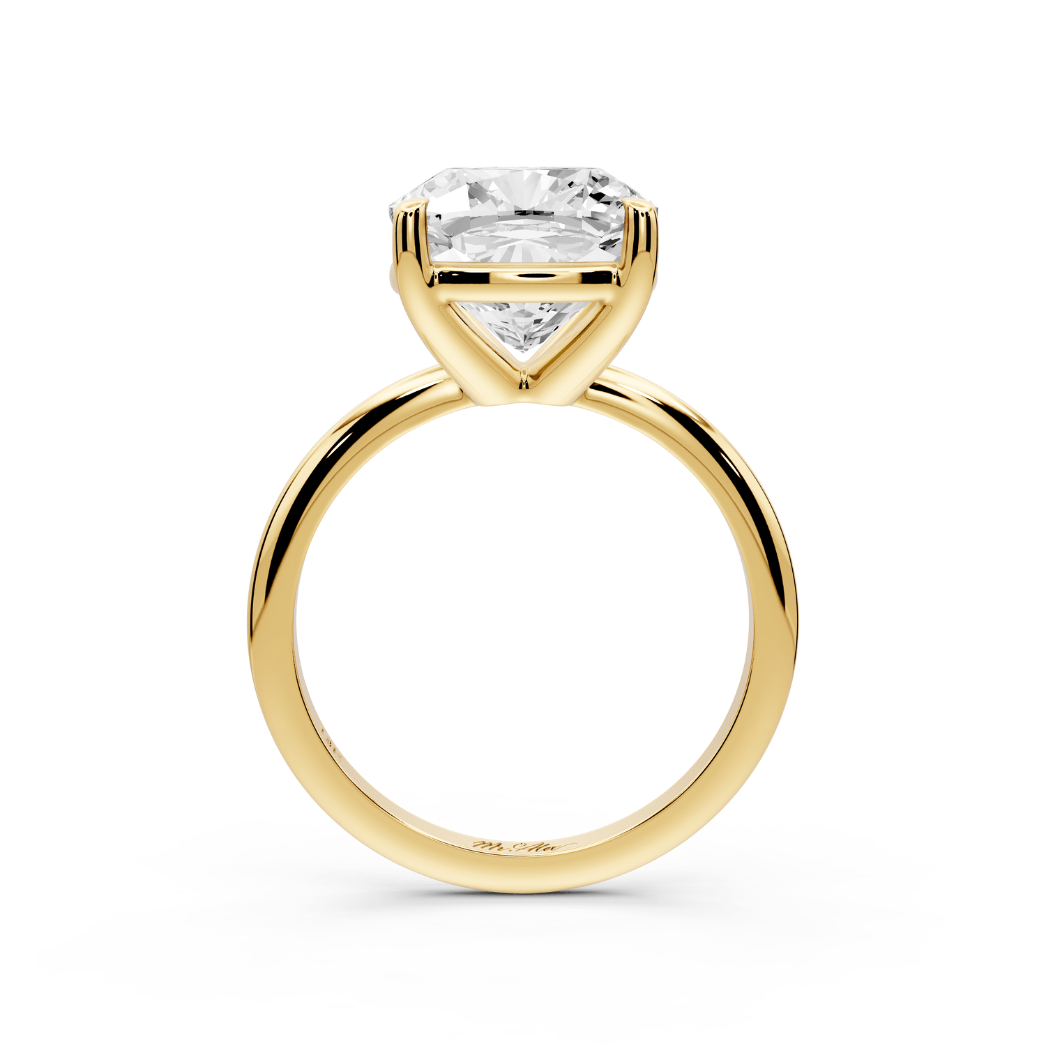 Odessa - 5ct 14k yellow gold cushion Knife Edge Solitaire Engagement Ring - Mr. Alex Jewelry