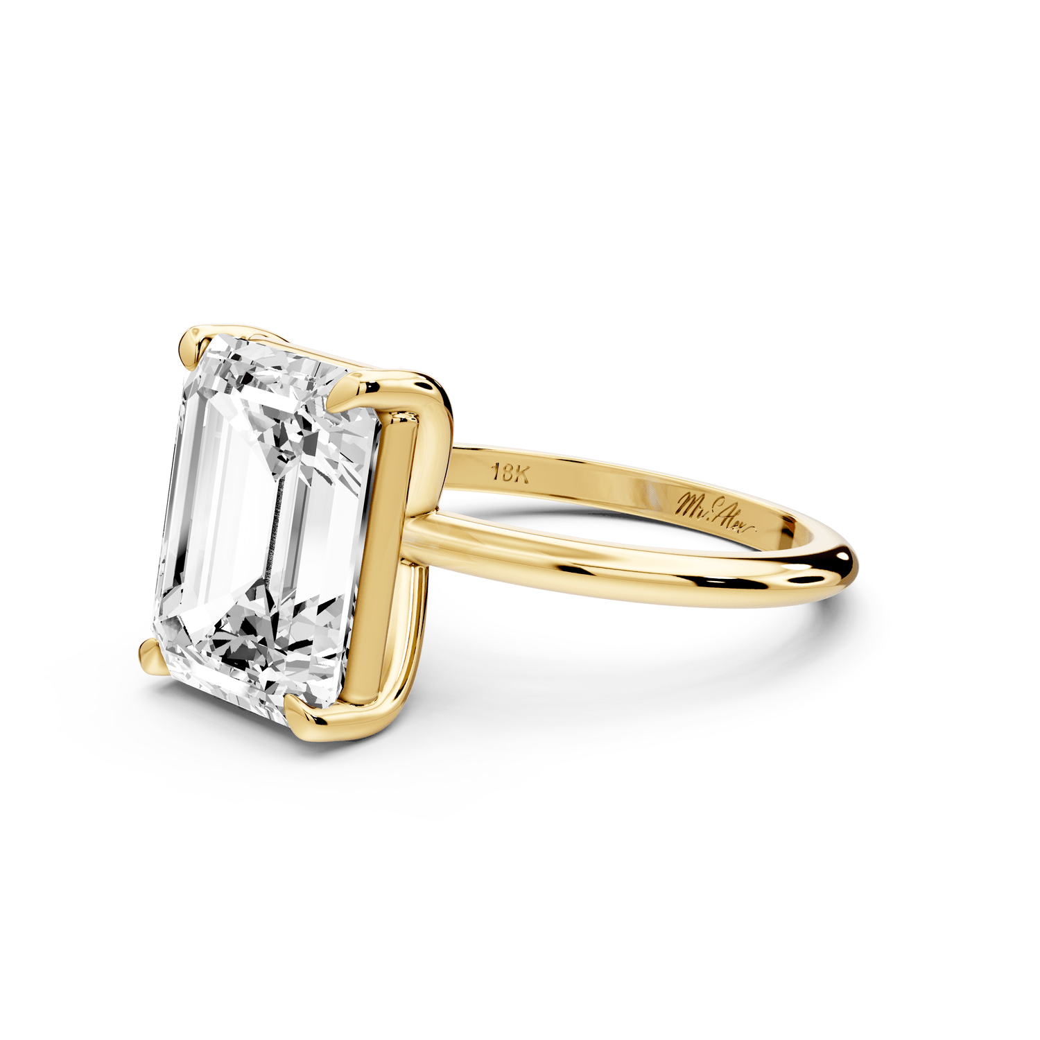 Odessa - 5ct 14k yellow gold emerald Knife Edge Solitaire Engagement Ring - Mr. Alex Jewelry