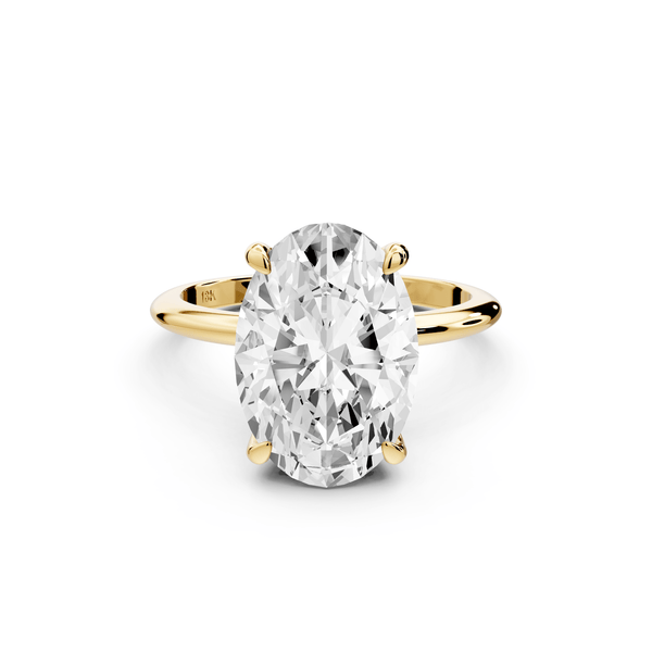 Odessa - 5ct 14k yellow gold oval Knife Edge Solitaire Engagement Ring - Mr. Alex Jewelry