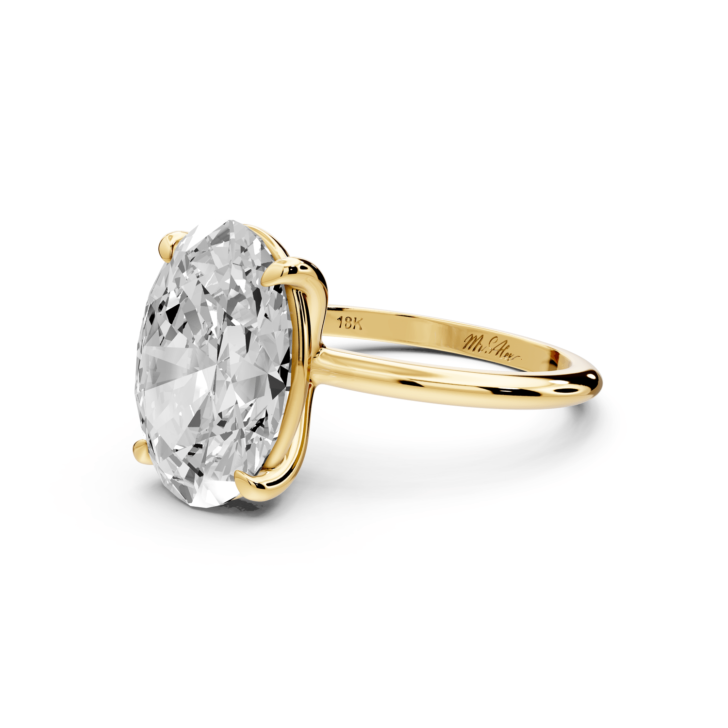 Odessa - 5ct 14k yellow gold oval Knife Edge Solitaire Engagement Ring - Mr. Alex Jewelry