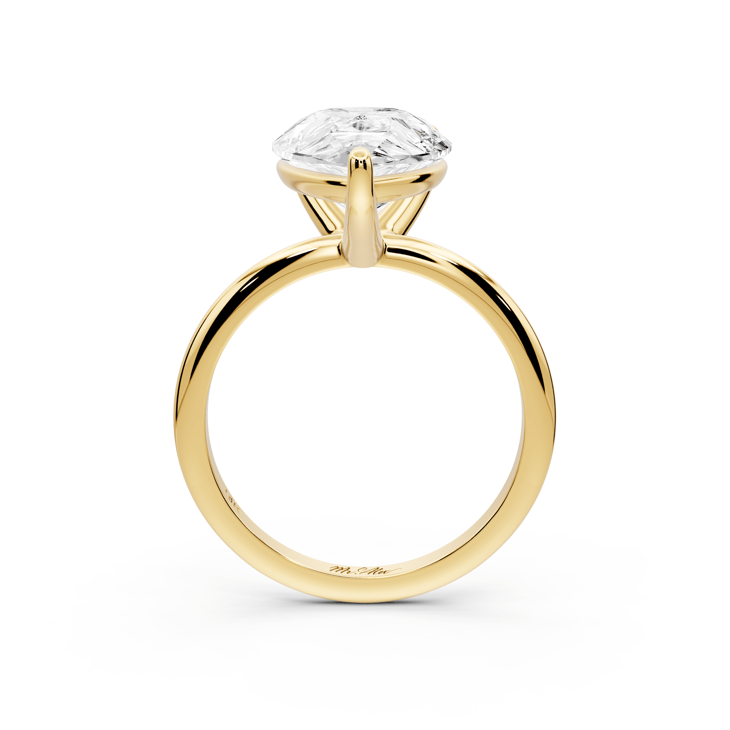 Odessa - 5ct 14k yellow gold pear Knife Edge Solitaire Engagement Ring - Mr. Alex Jewelry