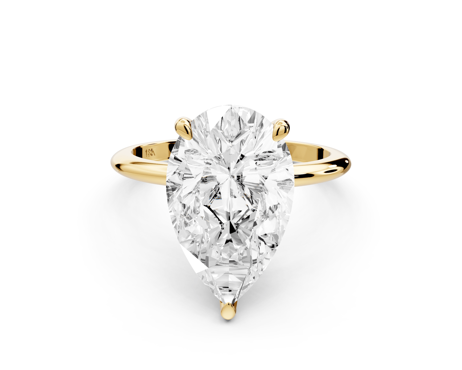 Odessa - 5ct 14k yellow gold pear Knife Edge Solitaire Engagement Ring - Mr. Alex Jewelry