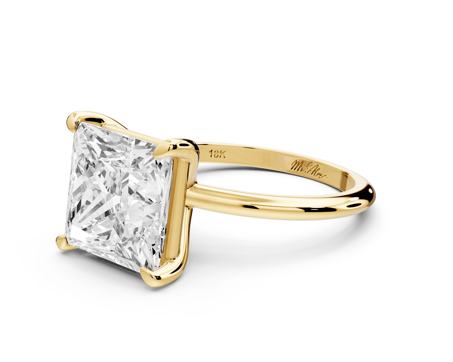 Odessa - 5ct 14k yellow gold princess Knife Edge Solitaire Engagement Ring - Mr. Alex Jewelry