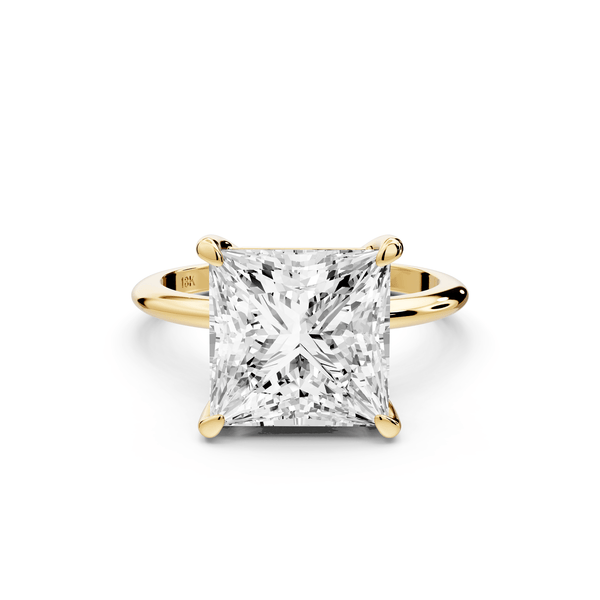 Odessa - 5ct 14k yellow gold princess Knife Edge Solitaire Engagement Ring - Mr. Alex Jewelry