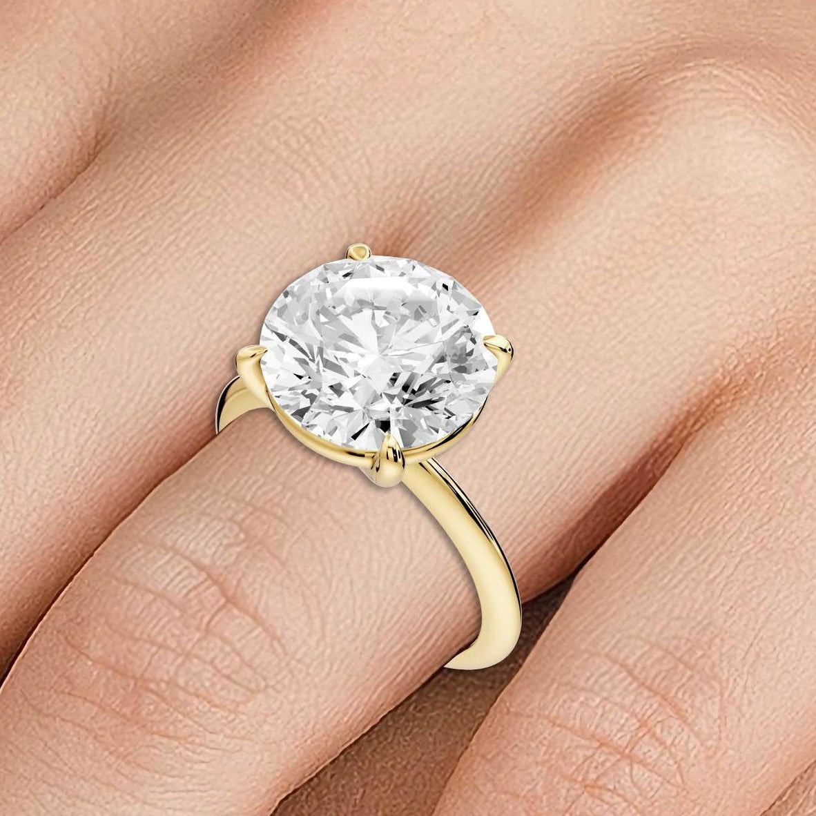 Odessa - 5ct 14k yellow gold round Knife Edge Solitaire Engagement Ring - Mr. Alex Jewelry