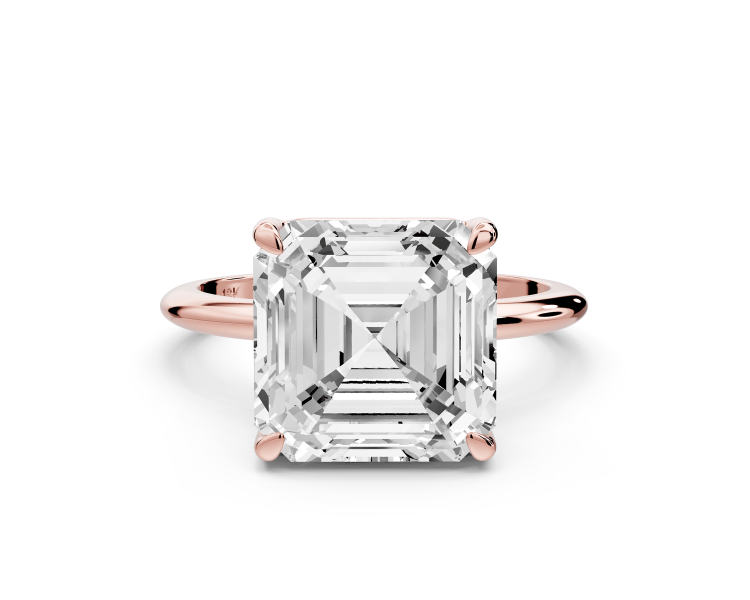 Odessa - 5ct 18k rose gold asscher Knife Edge Solitaire Engagement Ring - Mr. Alex Jewelry