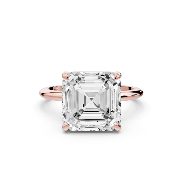 Odessa - 5ct 18k rose gold asscher Knife Edge Solitaire Engagement Ring - Mr. Alex Jewelry