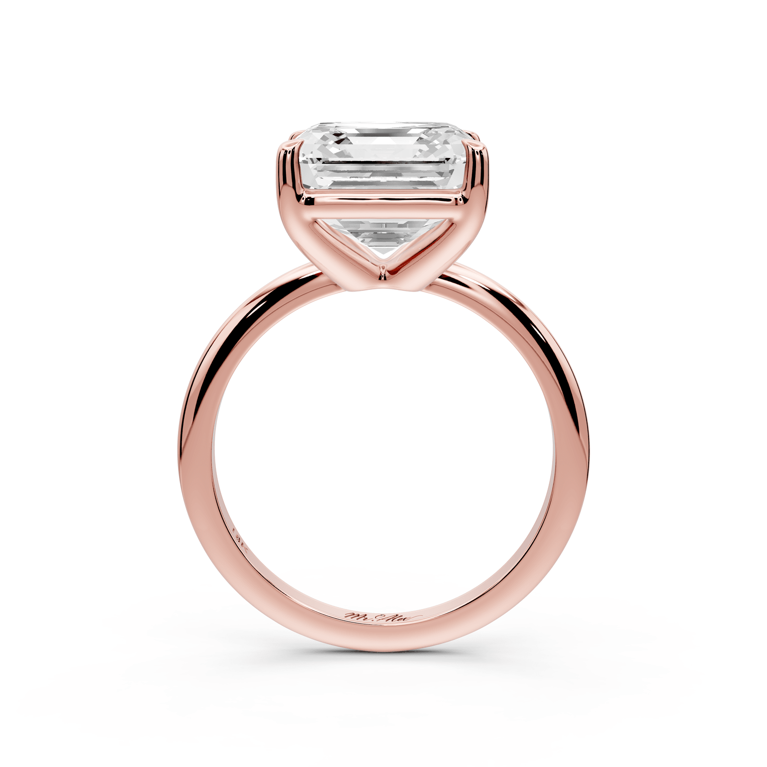 Odessa - 5ct 18k rose gold asscher Knife Edge Solitaire Engagement Ring - Mr. Alex Jewelry