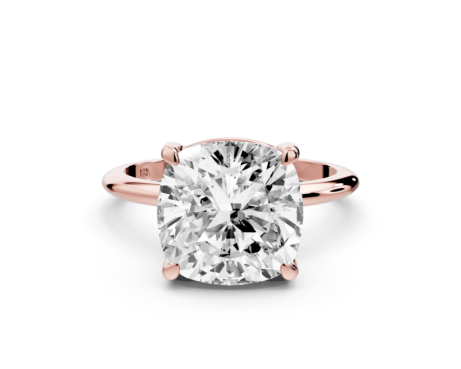 Odessa - 5ct 18k rose gold cushion Knife Edge Solitaire Engagement Ring - Mr. Alex Jewelry