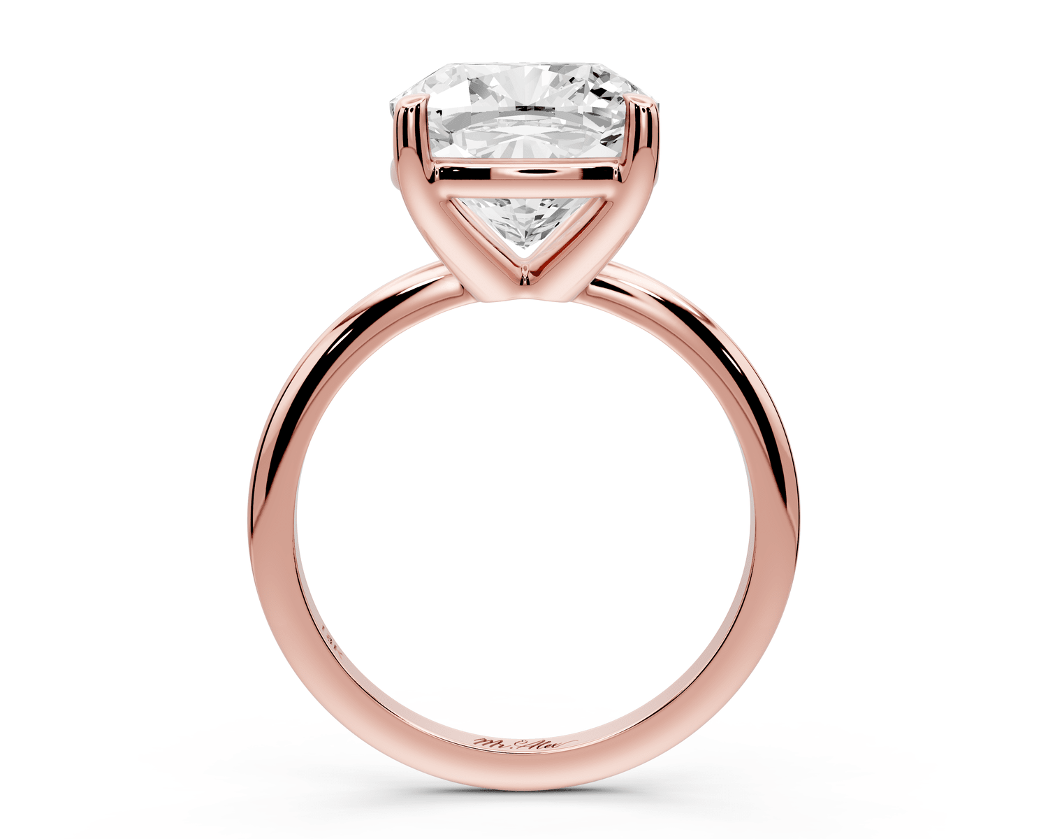 Odessa - 5ct 18k rose gold cushion Knife Edge Solitaire Engagement Ring - Mr. Alex Jewelry