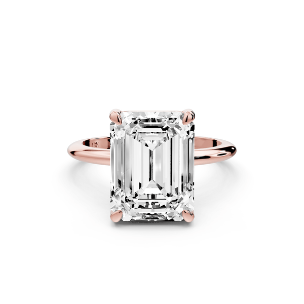 Odessa - 5ct 18k rose gold emerald Knife Edge Solitaire Engagement Ring - Mr. Alex Jewelry
