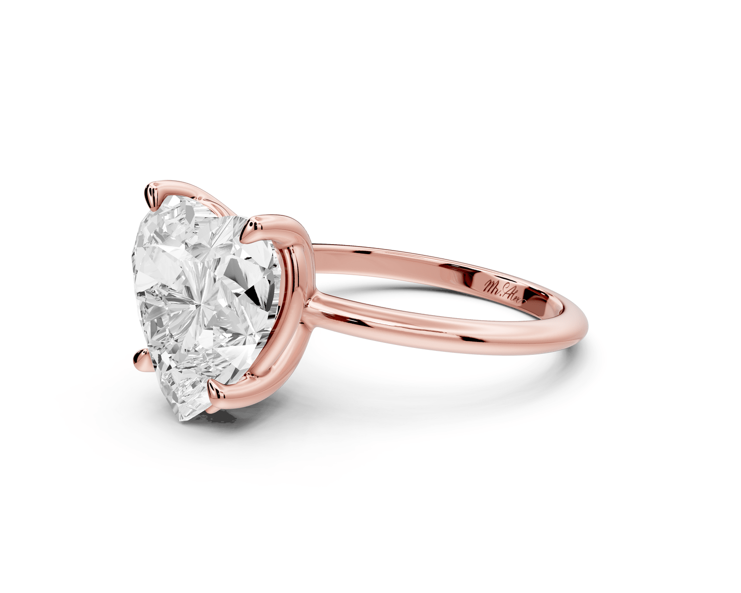 Odessa - 5ct 18k rose gold heart Knife Edge Solitaire Engagement Ring - Mr. Alex Jewelry
