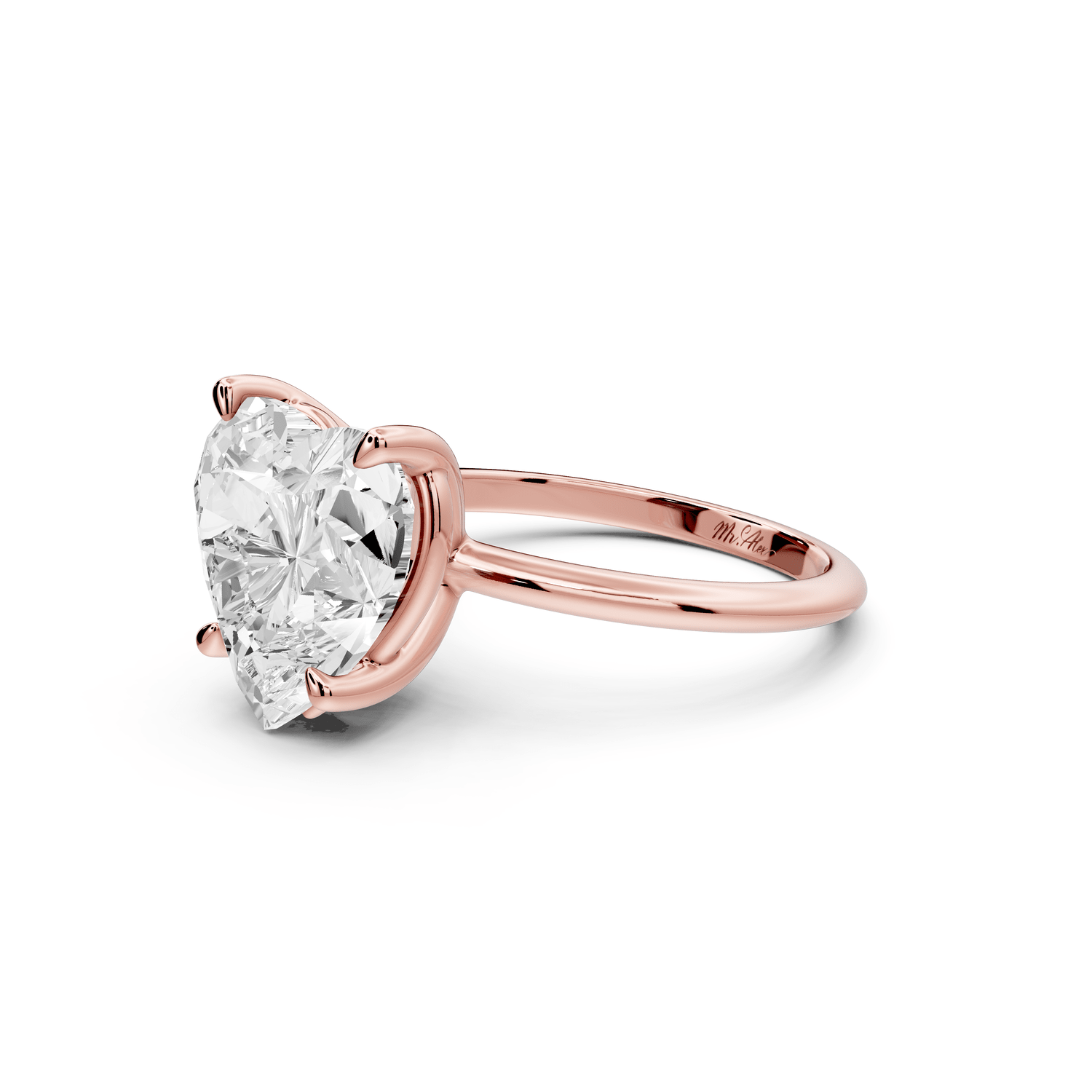 Odessa - 5ct 18k rose gold heart Knife Edge Solitaire Engagement Ring - Mr. Alex Jewelry