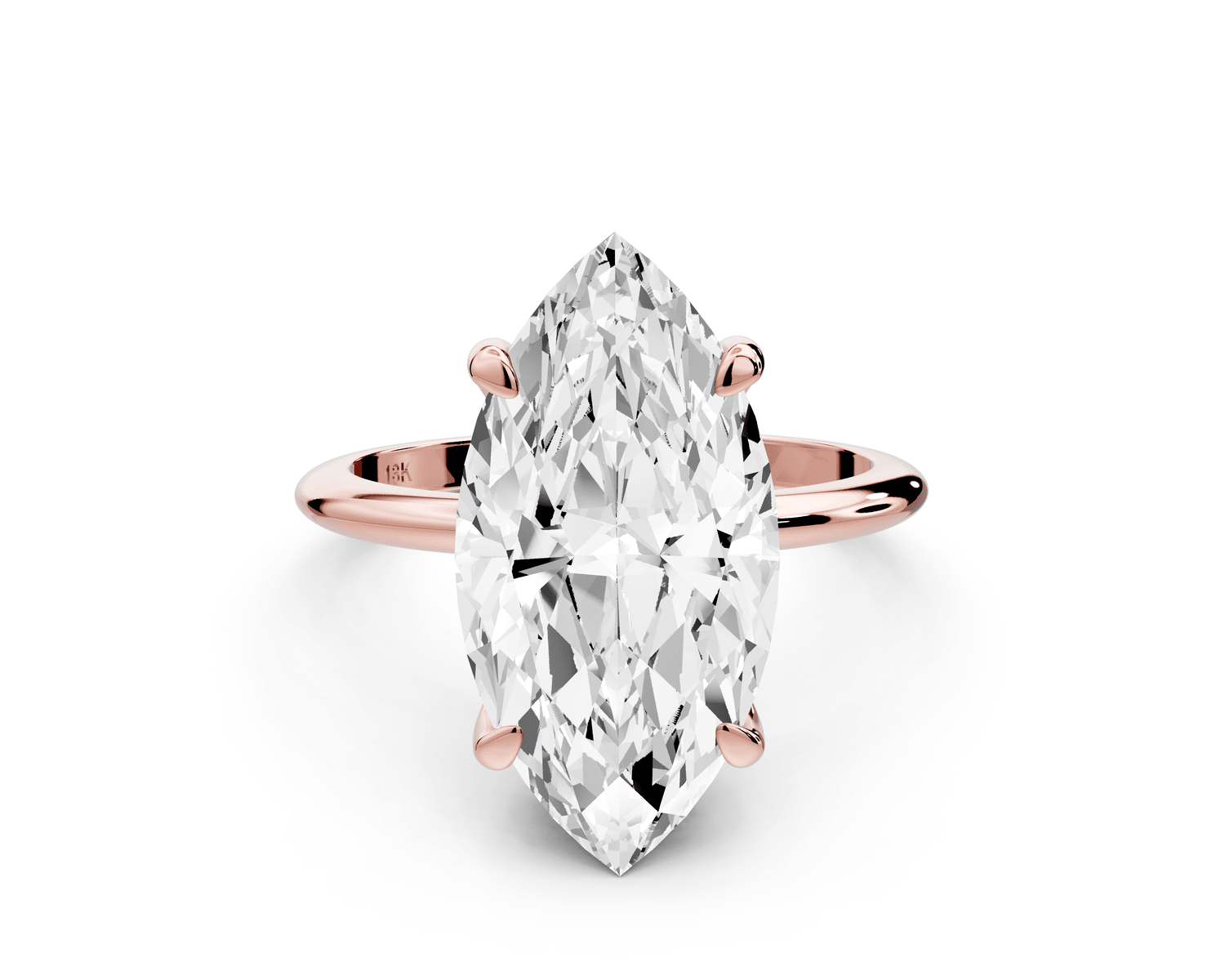 Odessa - 5ct 18k rose gold marquise Knife Edge Solitaire Engagement Ring - Mr. Alex Jewelry