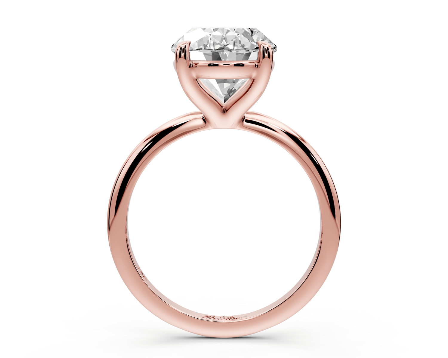 Odessa - 5ct 18k rose gold oval Knife Edge Solitaire Engagement Ring - Mr. Alex Jewelry