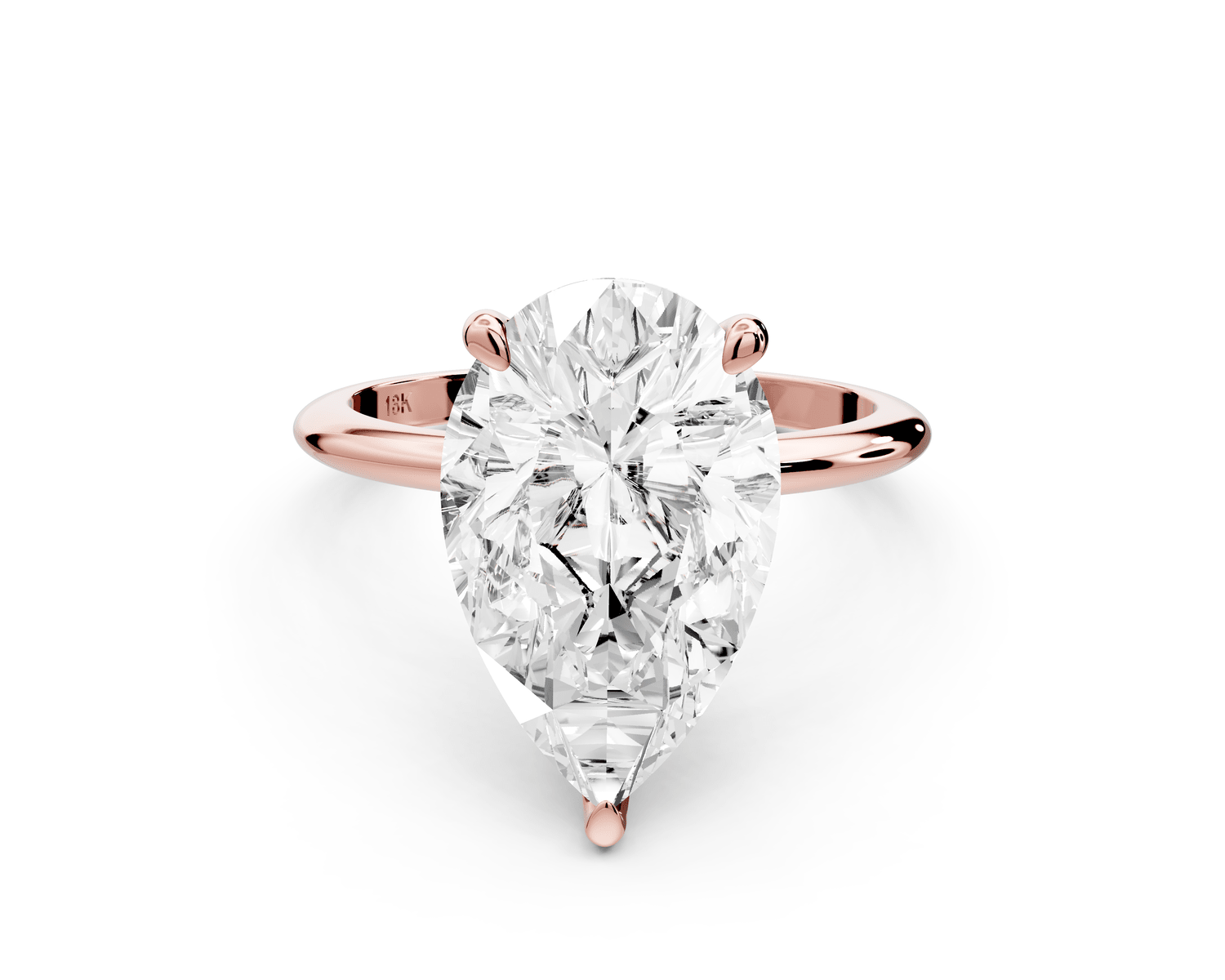 Odessa - 5ct 18k rose gold pear Knife Edge Solitaire Engagement Ring - Mr. Alex Jewelry