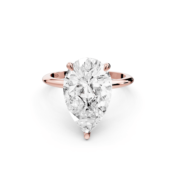 Odessa - 5ct 18k rose gold pear Knife Edge Solitaire Engagement Ring - Mr. Alex Jewelry