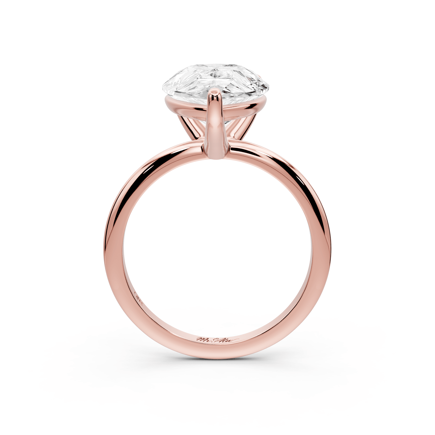 Odessa - 5ct 18k rose gold pear Knife Edge Solitaire Engagement Ring - Mr. Alex Jewelry