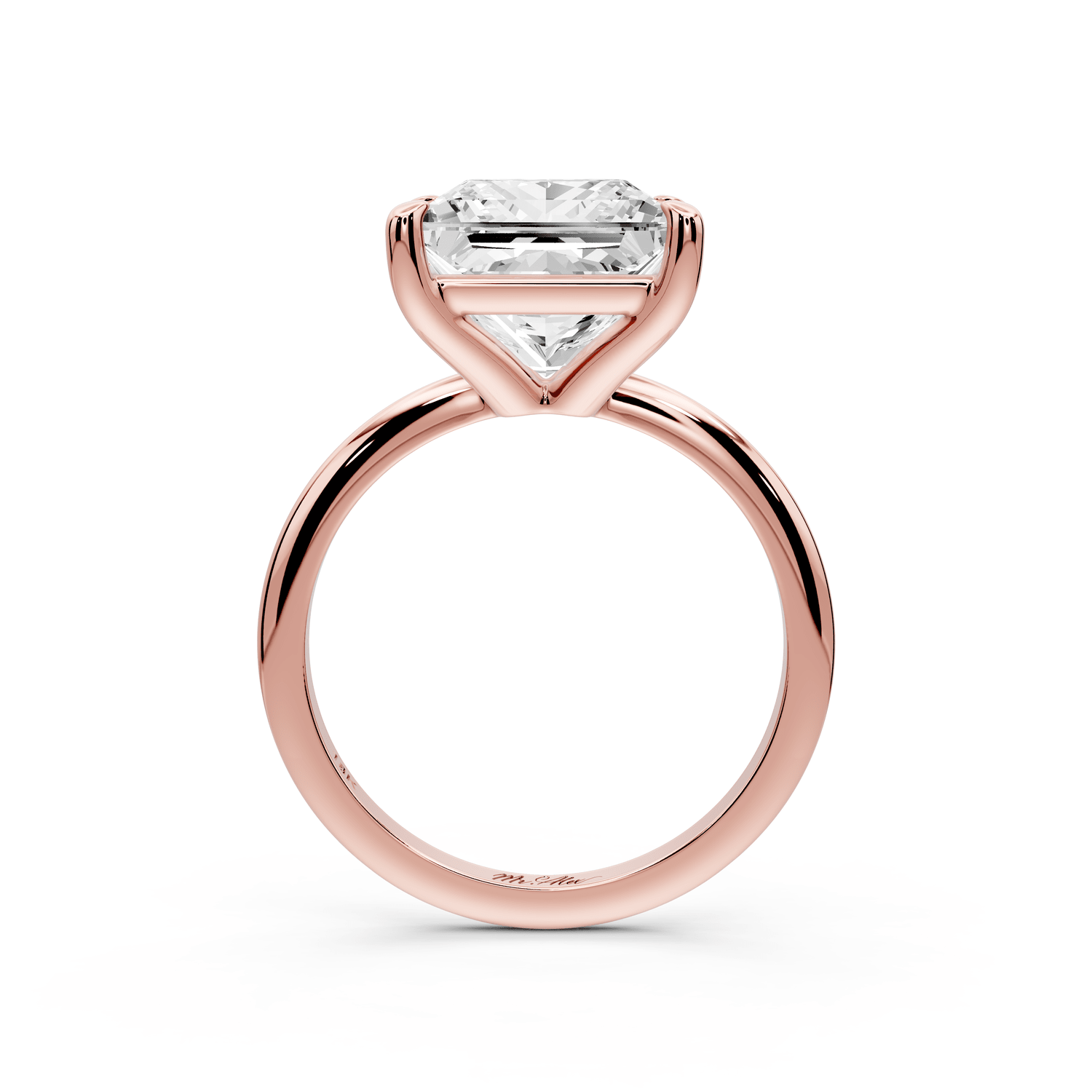 Odessa - 5ct 18k rose gold princess Knife Edge Solitaire Engagement Ring - Mr. Alex Jewelry
