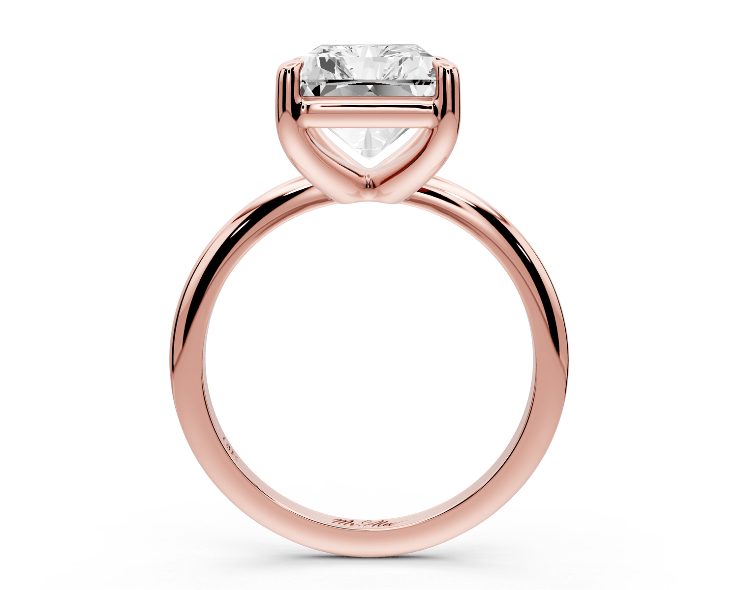 Odessa - 5ct 18k rose gold radiant Knife Edge Solitaire Engagement Ring - Mr. Alex Jewelry