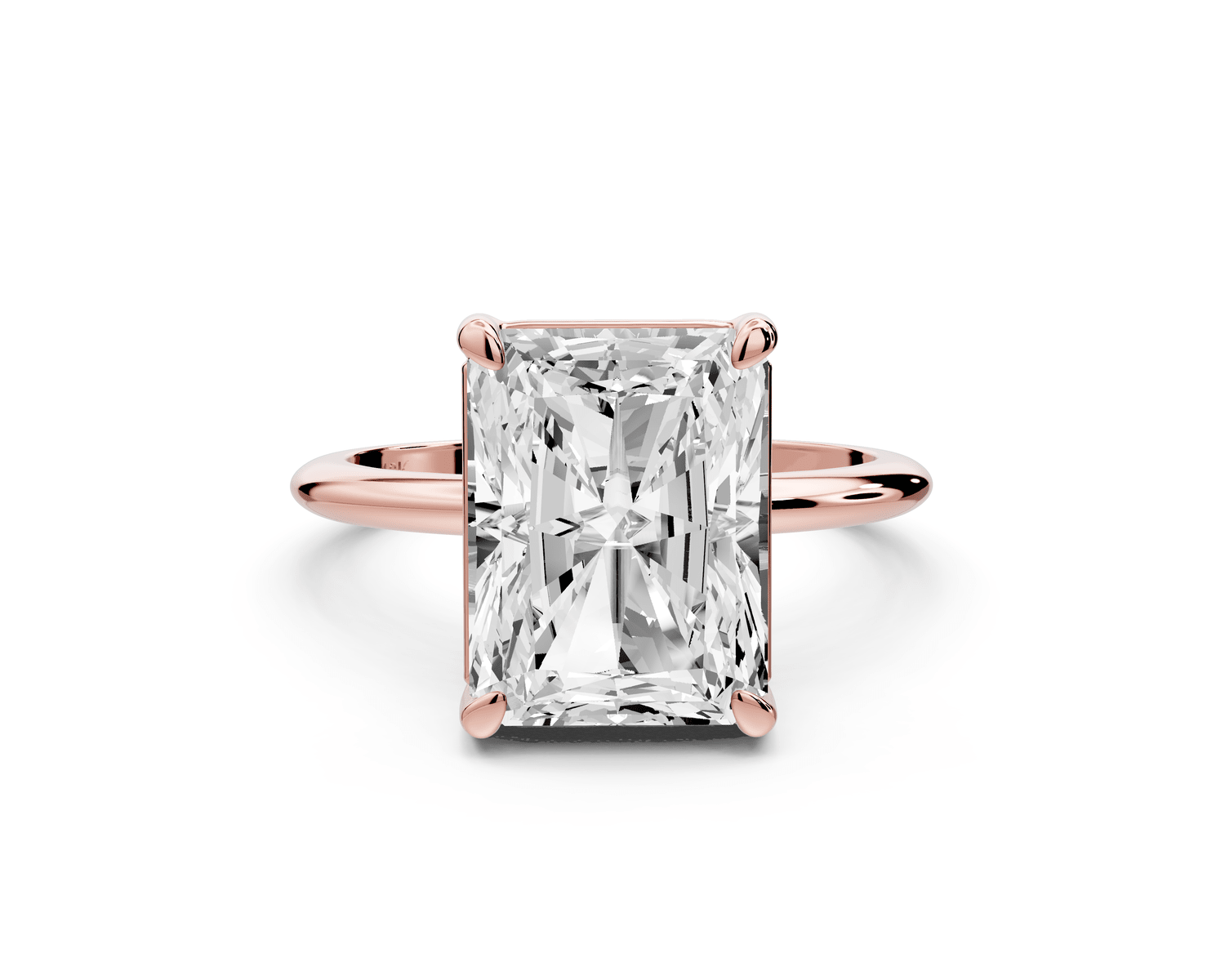 Odessa - 5ct 18k rose gold radiant Knife Edge Solitaire Engagement Ring - Mr. Alex Jewelry